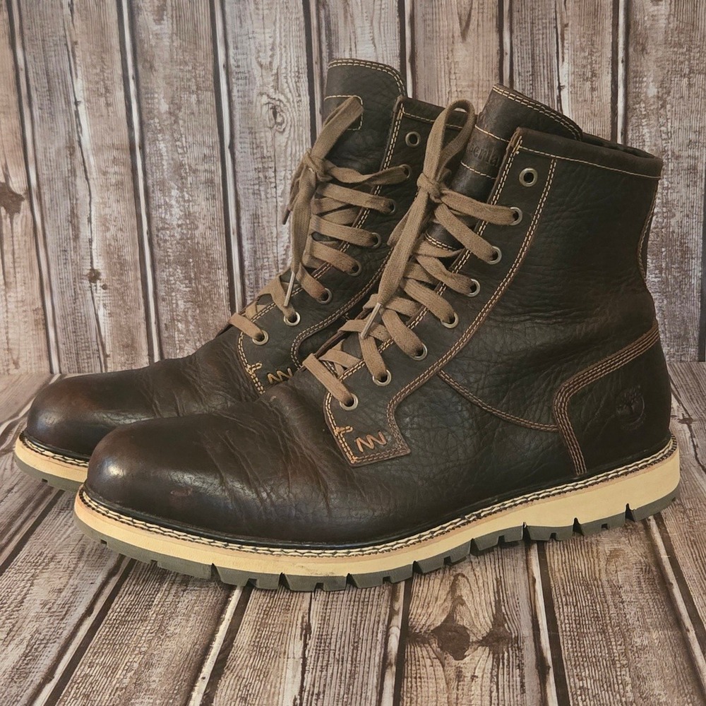 Sz 13 Mens Timberland Britton Hill Brown Leather TimberDry Waterproof Boots